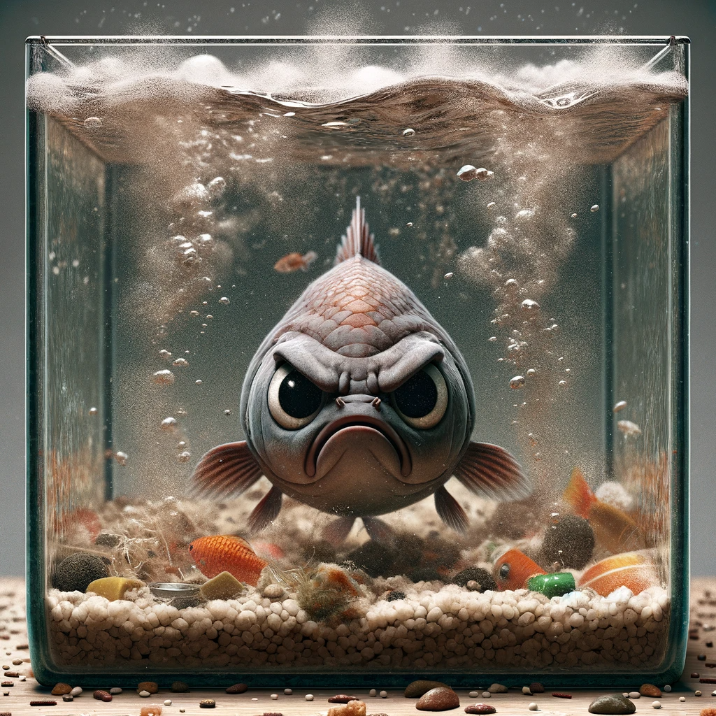 Agua turbia del acuario